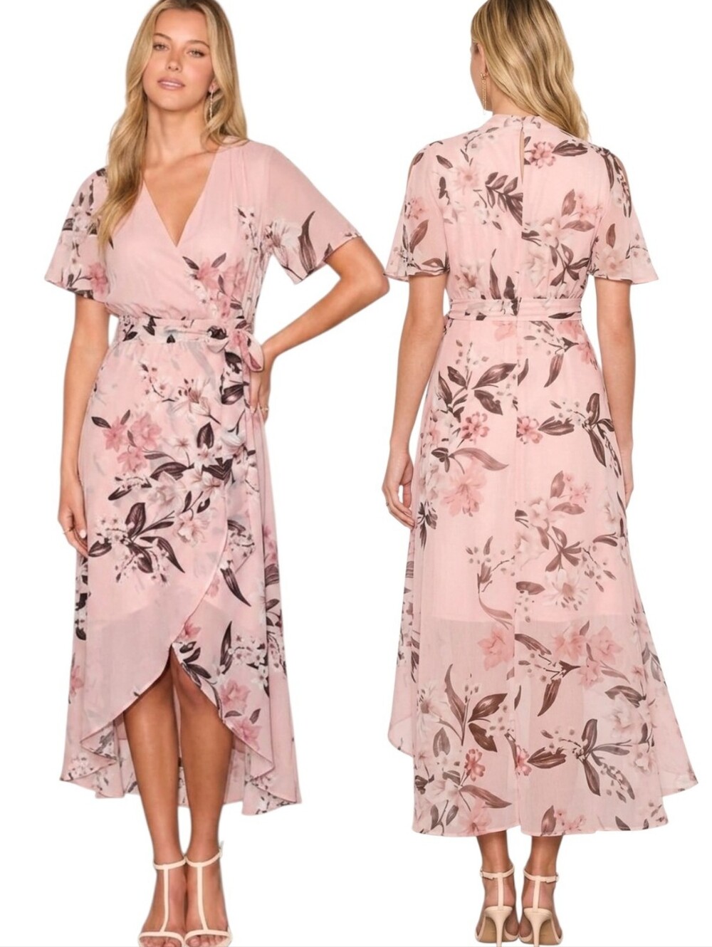 ELIZA J Floral Print High Low Ruffle Dress - Size 6